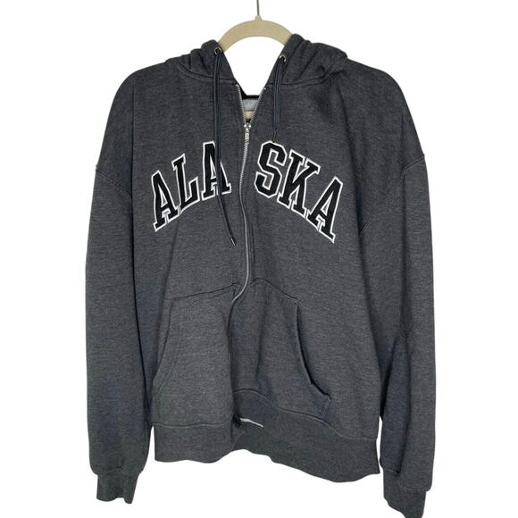 Alaska Gray Zip Up Jacket Unisex size xlarge Patch Jacket Soft and Comfy - Picture 1 of 5